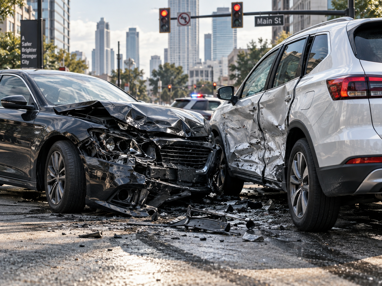 Attorney reviewing a car accident case with legal documents
